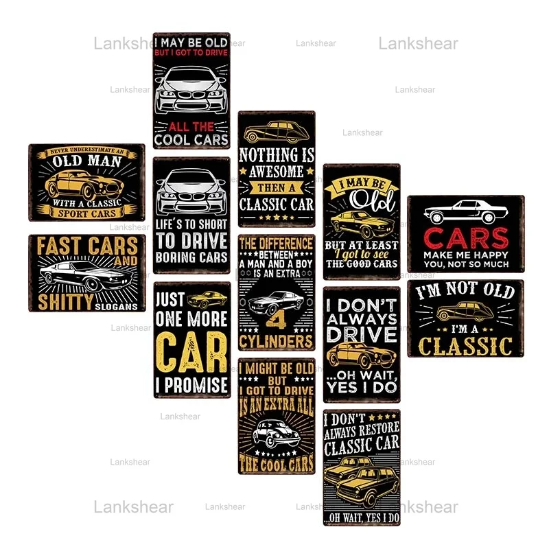 

Retro Metal Tin Sign Cars Plaque Classic Car Vintage Poster Pub Bar Club Garage Decoration Wall Art Painting Plaque 20X30 Cm