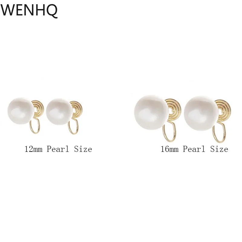 

WENHQ 12 мм/16 мм жемчужная Москитная Катушка Клипсы Серьги для женщин девушек вечерние ринка Свадьба Эффектные серьги-гвоздики очаровательные ...