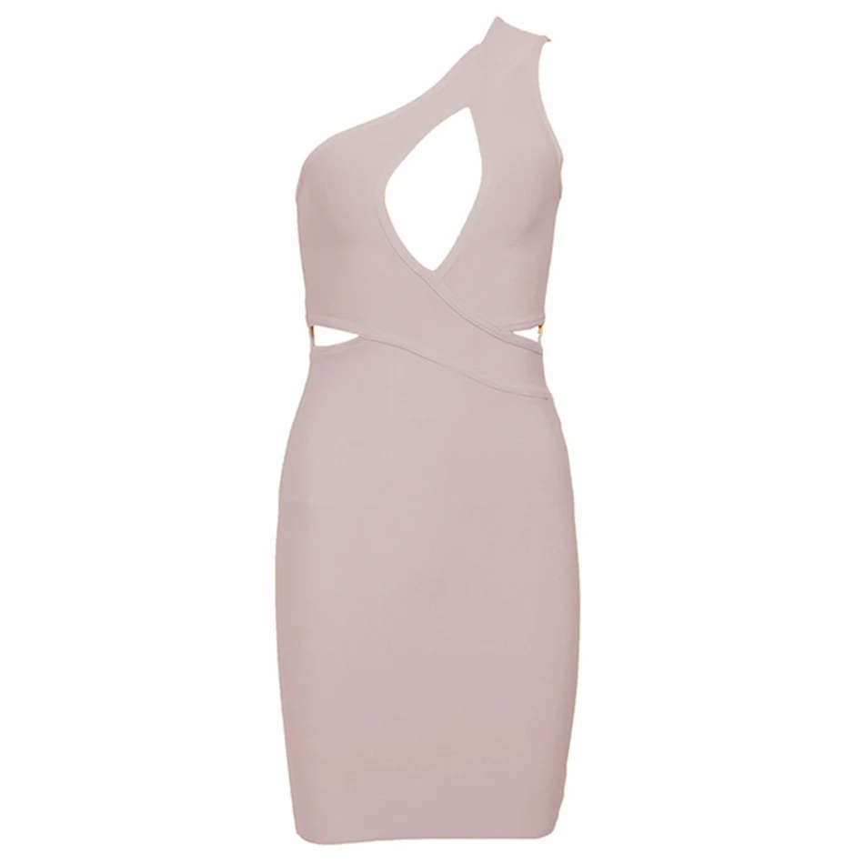 Amily.c Summer New High Quality Sexy Shoulder Mini Yellow Hollow Bandage Dress Club Designer Fashion Party Dress Wholesale