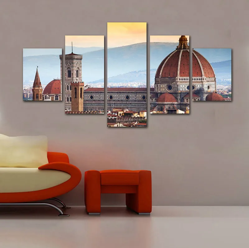 Модульная холщовая картина 5 панелей с изображением собора Санты Марии дель Фире