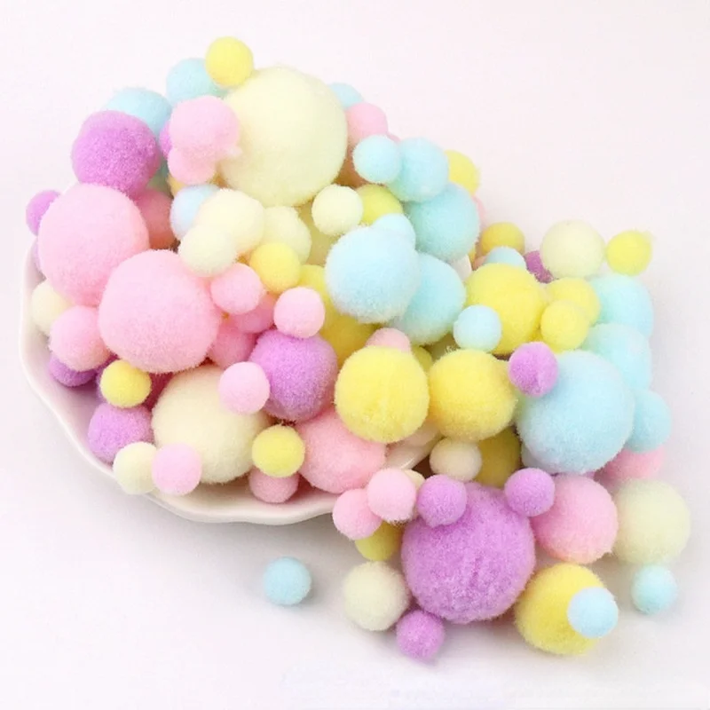 

Yellow Pink Blue Pompom Fur Balls DIY Soft Pom Poms Craft Pompones Wedding Decor Glue on Cloth Accessories 10mm To 30mm