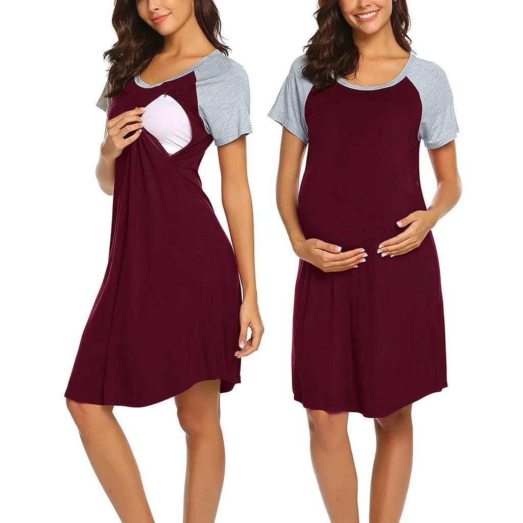 

2021 Summer Maternity dresses Women Maternity Dress Nursing Baby Nightgown Breastfeeding Nightshirt Sleepwear New Drop Shipping