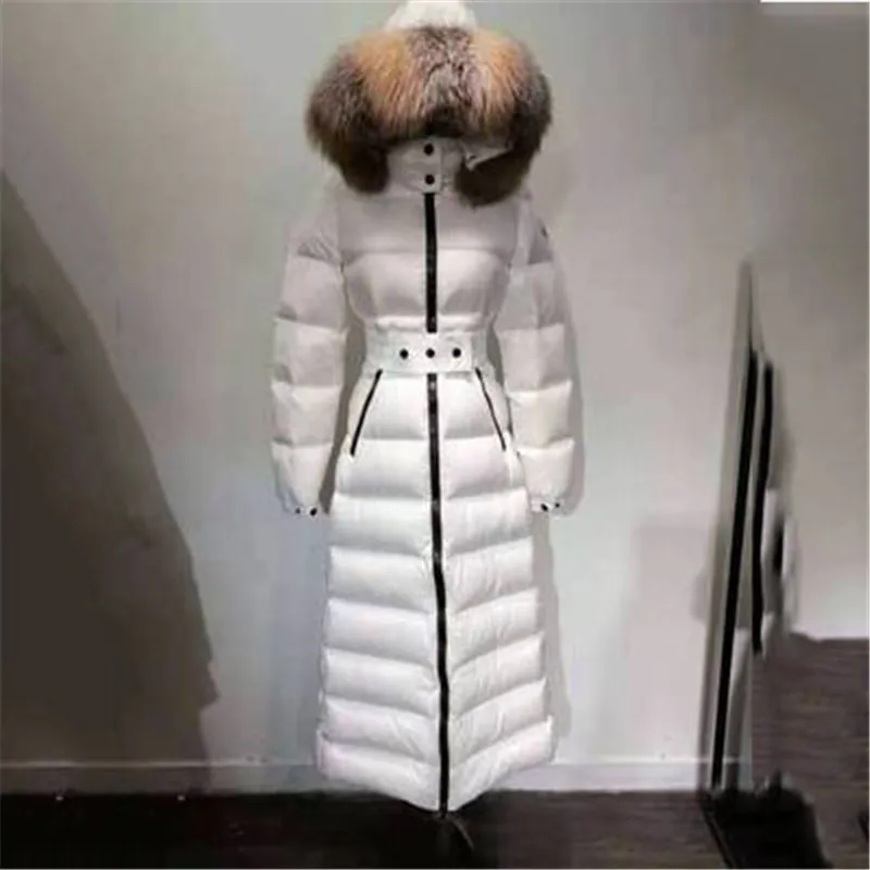 Real Fox Fur Collar Thick Down Coat 2020 Winter Women Hooded Long Duck Down Jacket Outerwear Feather Parka Brand 244