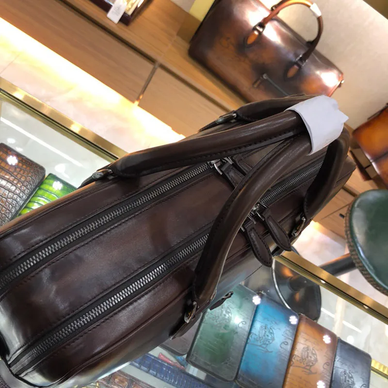 Andonaimi двухэтажные кожаный портфель офисная Сумка Деловые сумки Портфели для