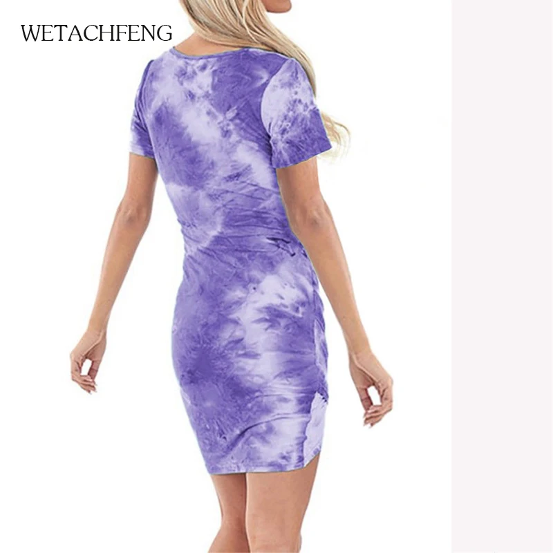 

Irregular V-neck Tie-Dye Print Mini Dress 2020 Fashion Summer Sexy Bodycon Party Beach Vintage Plus Size Female Sundress Clothes