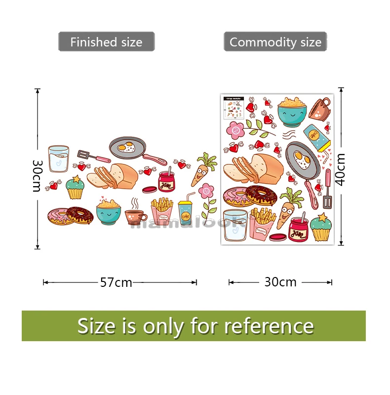 Food Pattern Wall Sticker - Self Adhesive Vinyl Decal for Kitchen Decor and Home Wall Decoration - Removable image 6