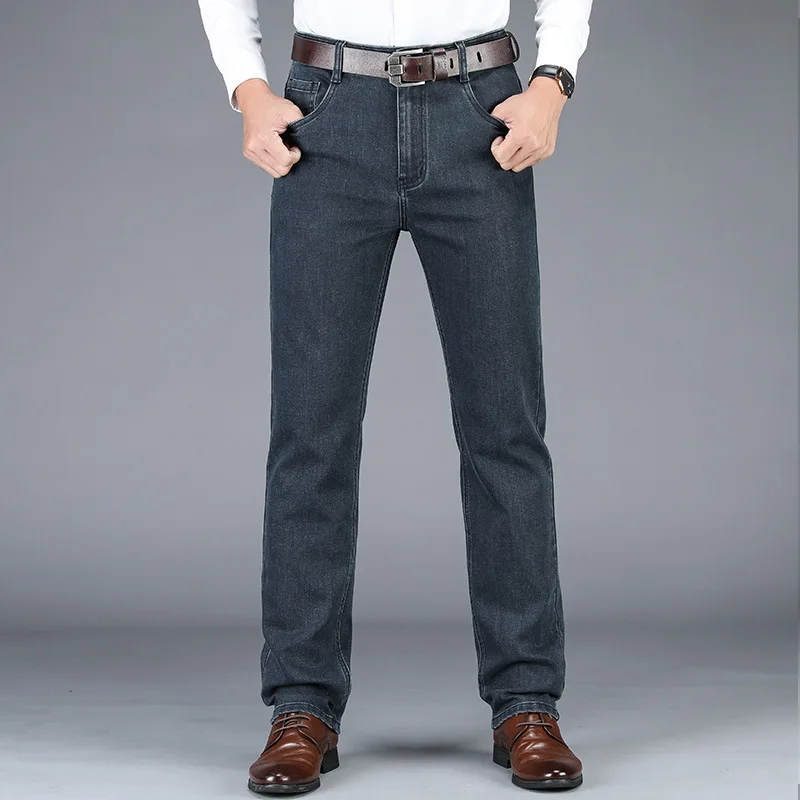 Осенне-зимние стандартные джинсы Мужские Стрейчевые Брендовые мужские прямые