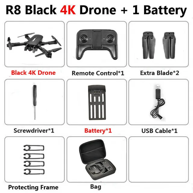4K 1BAT Bag Радиоуправляемый Дрон с 4K HD камерой FPV Wi-Fi функция удержания высоты Selife Дрон складной Квадрокоптер Vs E58 SG106 M69 xs816 дроны - Цвет: 4K 1BAT Bag