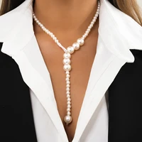 ingemark elegant cross imitation pearl choker necklace for women girl wedding bridal 2022 chest clavicle chain kpop neck jewelry