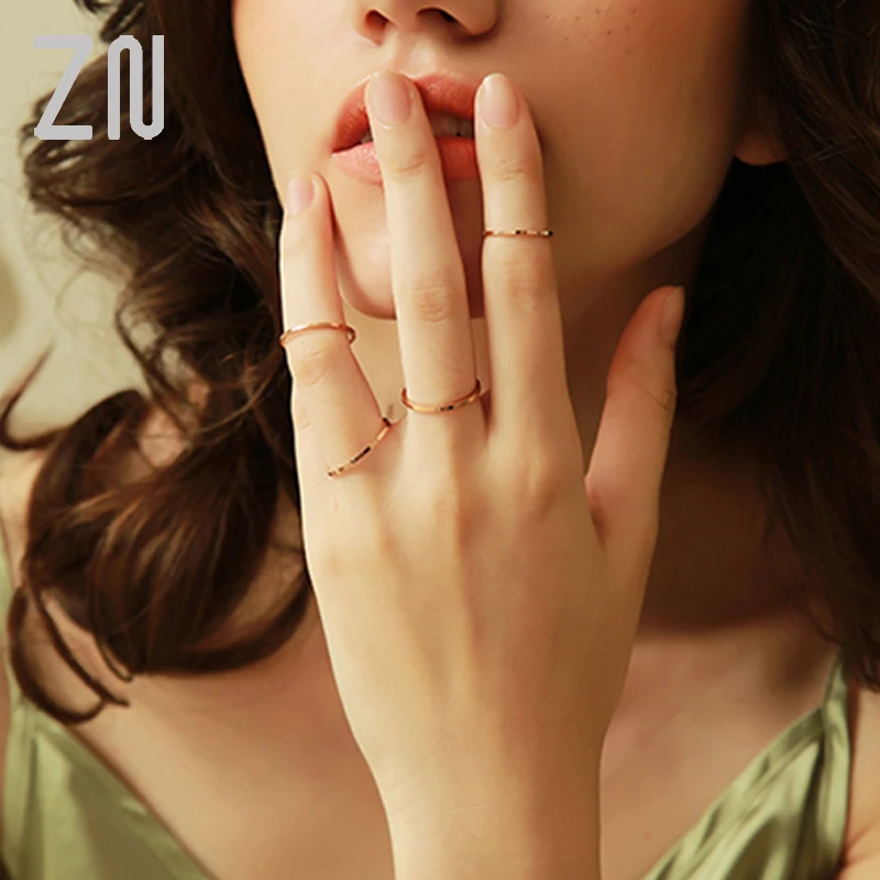 

ZN New 1MM Thin Titanium Steel Couple Ring Simple Fashion Rose Gold Finger Rings For Women Wedding Jewelry and Ring Men