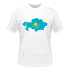 Мужские футболки с картой флага Казахстана, однотонные повседневные топы с круглым вырезом и коротким рукавом, летняя Базовая футболка, новая одежда большого размера
