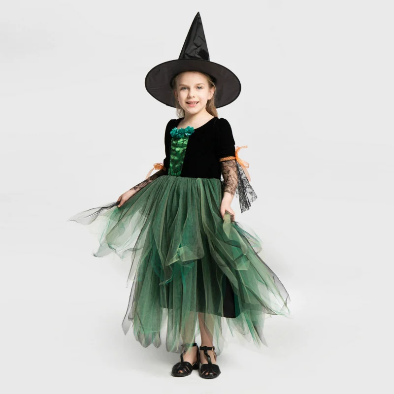 

Kids Cosplay Costumes Fashion Dark Forest Wicked Witch Chiffon Irregular Cosplay Dresses Kindergarten Drama Performance Costume