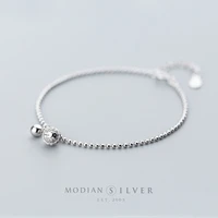 modian 925 sterling silver bell shape geometric silver beads chain bracelet dazzling clear cz chain bracelets for women jewelry