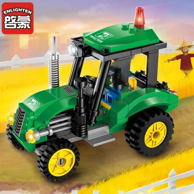 

Enlighten City Series Vehicle Police Garbage Truck Bus Set Car Forklift Tractor Building Blocks Kid Child Toys