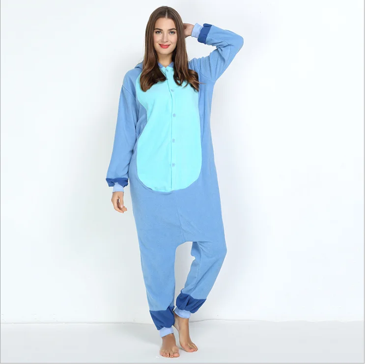 Кигуруми мультфильм унисекс аниме синий Ститч пижамы комбинезон животные