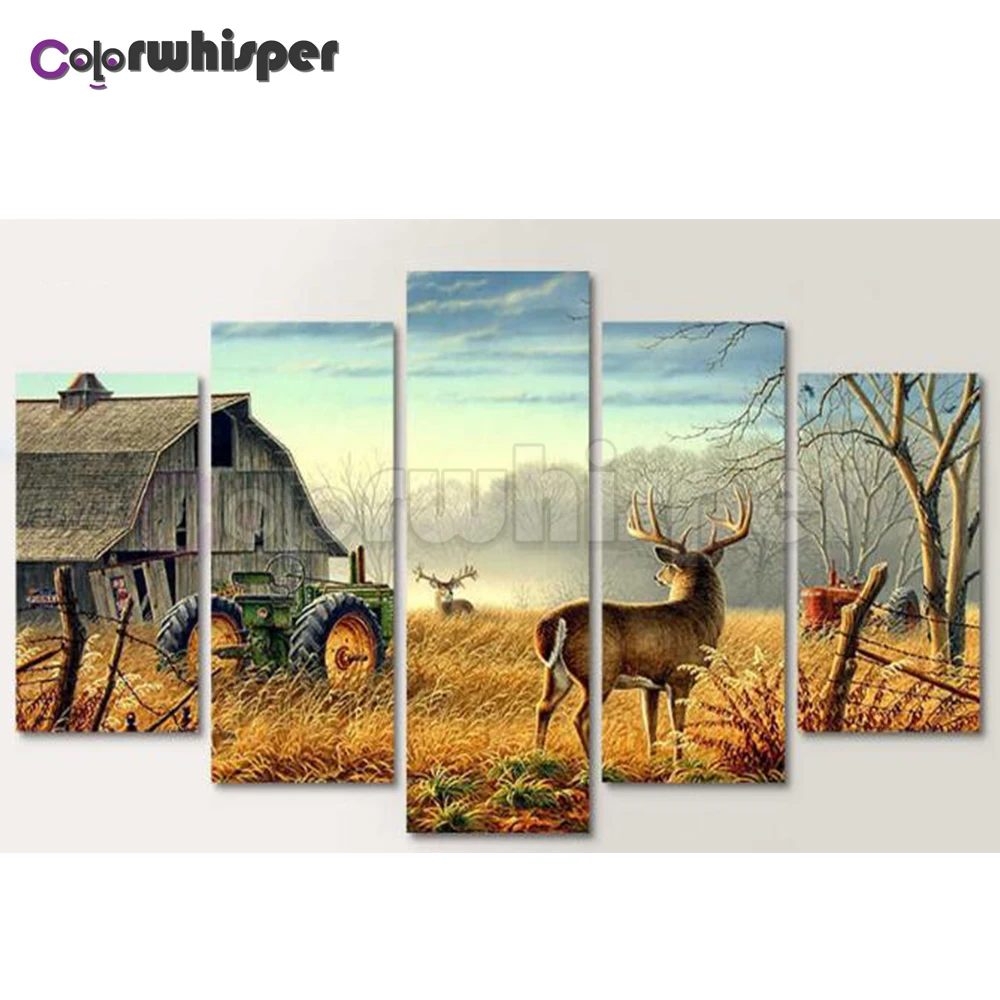 5 шт. Алмазная картина полностью квадратная/круглая дрель трактор олень 5D Daimond