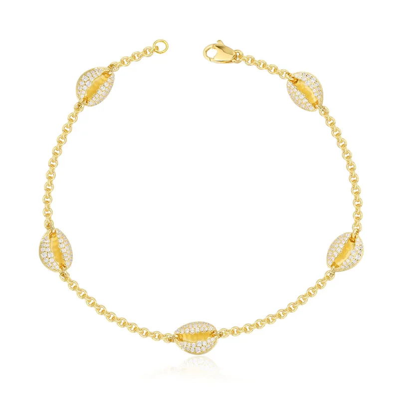 Женский браслет на ногу из серебра 925 пробы с фианитом | Украшения и аксессуары