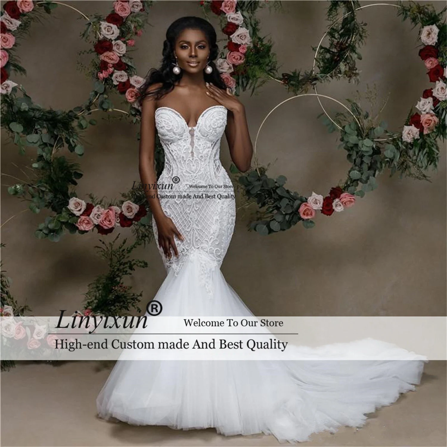 

Женское свадебное платье It's yiiya, белое платье в африканском стиле без рукавов, расшитое бисером, со шлейфом на лето