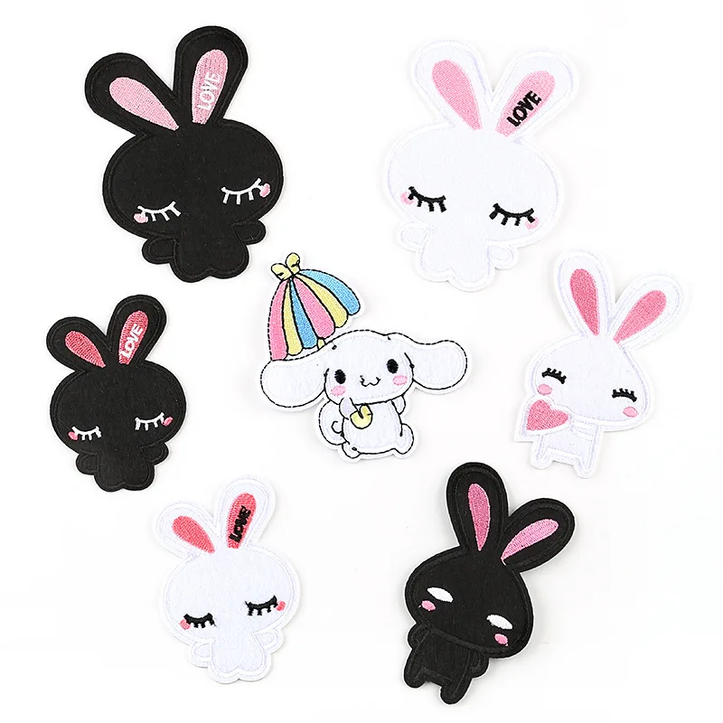 

wholesale 7pcs Embroidered patch cartoon Rabbit pattern DIY clothes patch sewing ironing girl child clothing accessories patchs