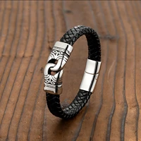 2021 charm leather bracelet ethnic style skull stainless steel magnet buckle mens bracelet