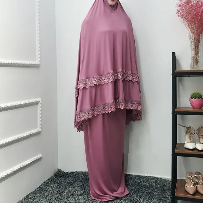 

2021 New Women's Muslim Double Layer Big Swing Robe Dress Fashion Casual Solid Color Dubai Muslim Women's Dress
