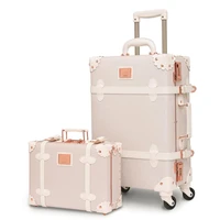 urecity vintage luggage sets of 2 pieces with swivel caster wheels and combination lock retro cute suitcase for schoolg