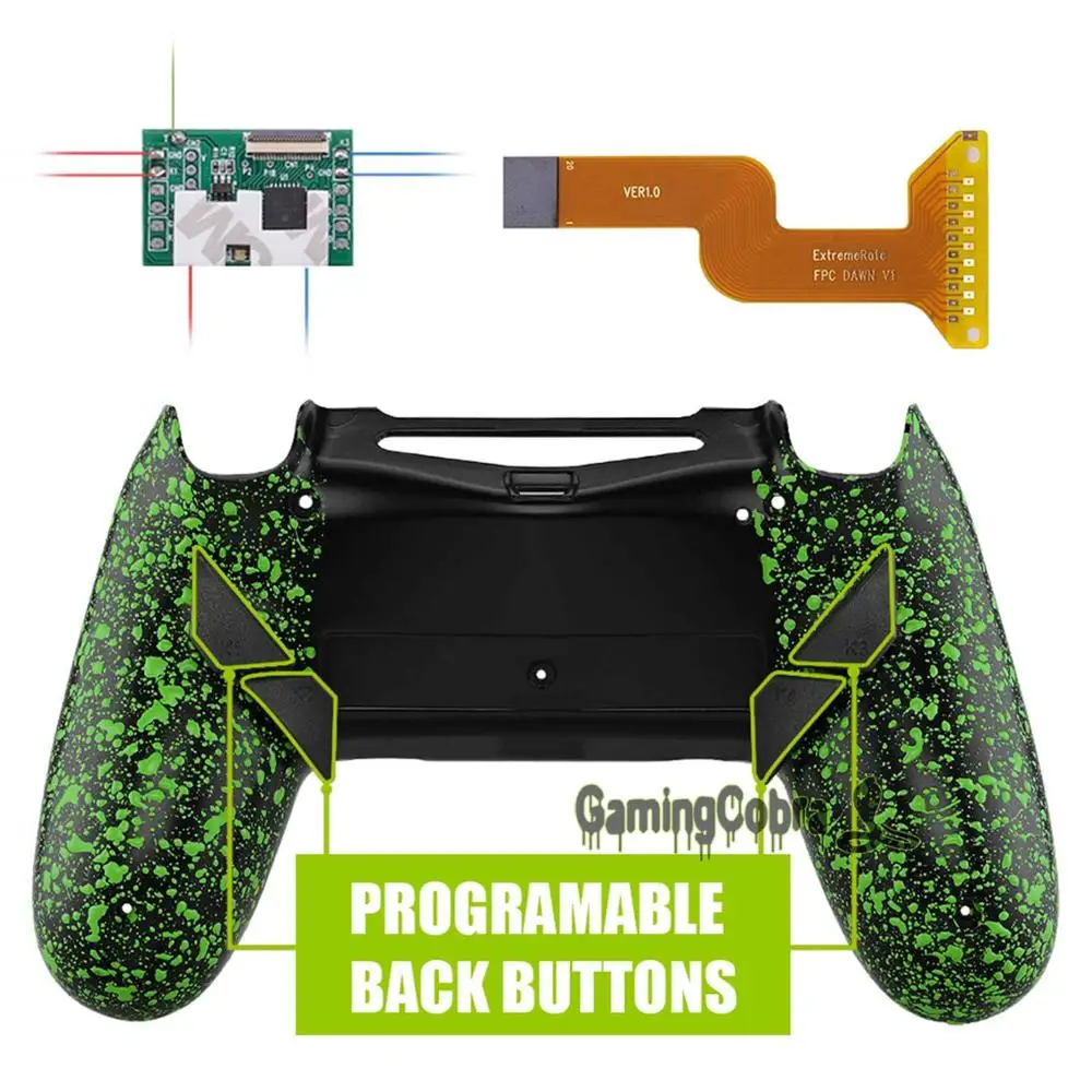 Рассвет программируемый Remap комплект для PS4 тонкий поляризационный фильтр Pro контроллер JDM 040/050/055 w/задняя крышка в виде ракушки и 4 и пуговицами на спине - Цвет: Textured Green