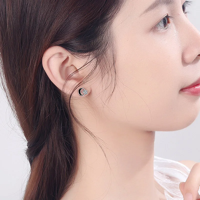 MEETSOFT 925 серебро кристалл серьги со шпилькой для женщин модные Асимметричные