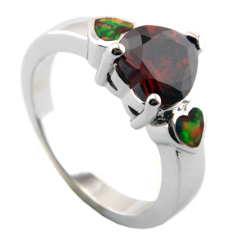 Модные украшения с опалами кольца c огненным опалом кольцо в форме сердца красный