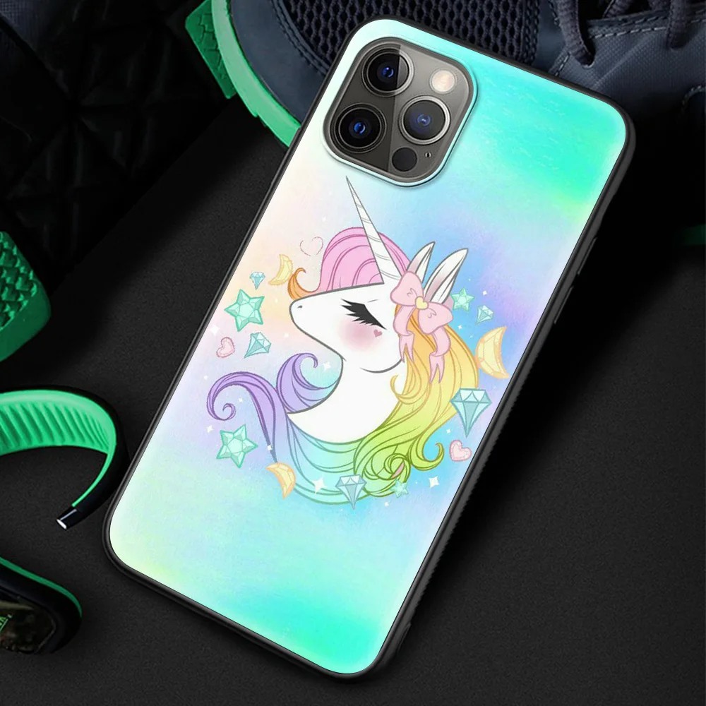 

Rainbow Unicorn Luxury Silicone TPU Case for iPhone 12 11 Pro MAX 7 8 6 6S Plus XR X XS MAX SE 2020 Phone Coque Shell