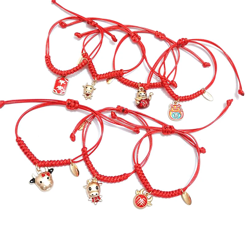 Браслет стразы из красной веревки ручной работы регулируемый браслет бычьей