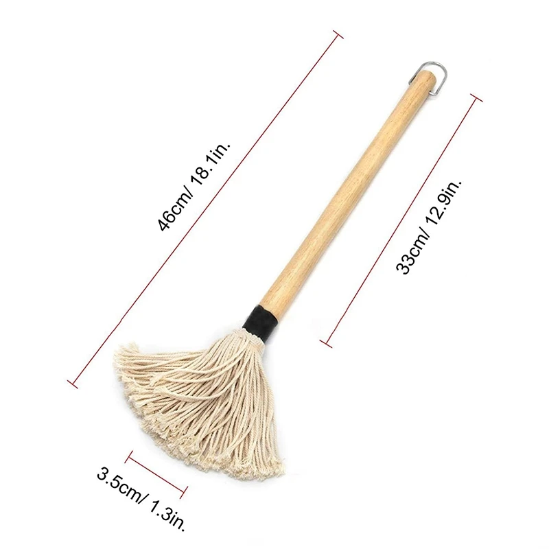 

1 Pack Grill Basting Mop Wooden Long Handle with 2 Extra Replacement Heads,BBQ Basting Mop for Grilling Barbecue Cooking