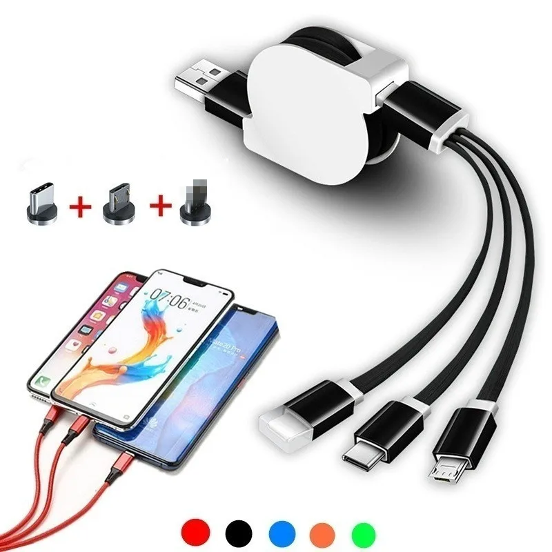 1 м Новый телескопический 3 в быстро USB C Тип IOS микро usb Быстродействующее Зарядное