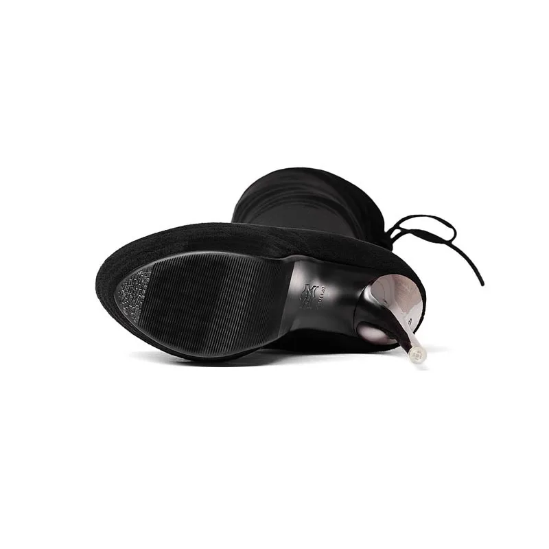 

Hot women's boots suede round head thin heel shoes high heel trimming elastic boots simple versatile fashion boots