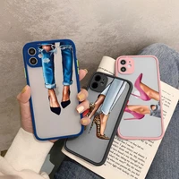 girl boss women coffee phone case for iphone 12 11 13 pro max x xs max xr se 2020 7 8 plus fashion lady high heel hard covers