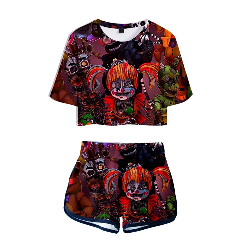 

Five Nights at FNAF Outfit Two Piece Set Short Set For Women Outfits FNAF 2 Piece Set Women Ropa Sexy Sweatsuit Summer Tops