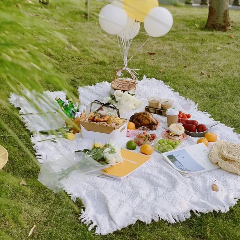 Европейский стиль Белое Хлопковое одеяло pinic наружное мат покрывало кровати 230*250