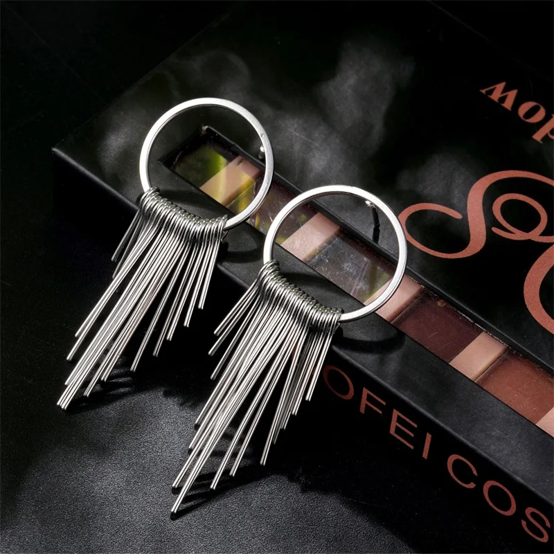 Женские серьги кисточки ZG длинные геометрические золотого и серебряного цветов