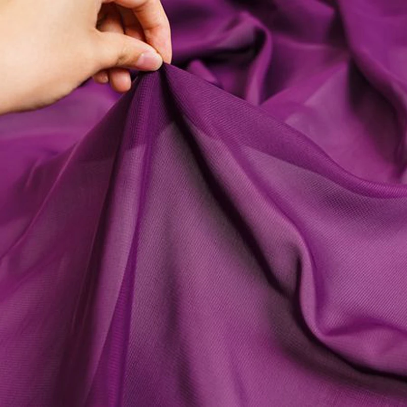 Дешевая тонкая летняя однотонная шифоновая ткань для шитья подкладки платья