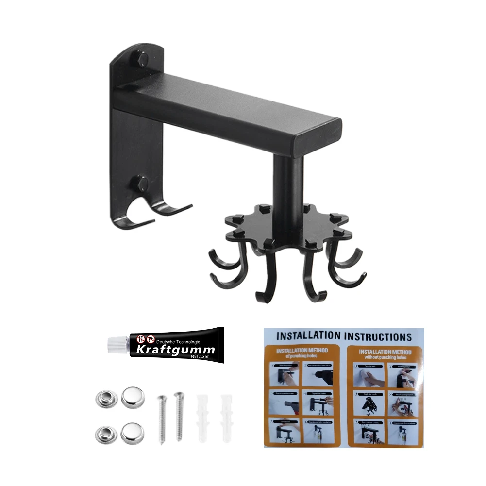 

Cutting Board Space Aluminum Spoon Utensil Hanger Rotating Hook Kitchen Swivel Wall Mounted Pot Pan Adjustable Multifunctional