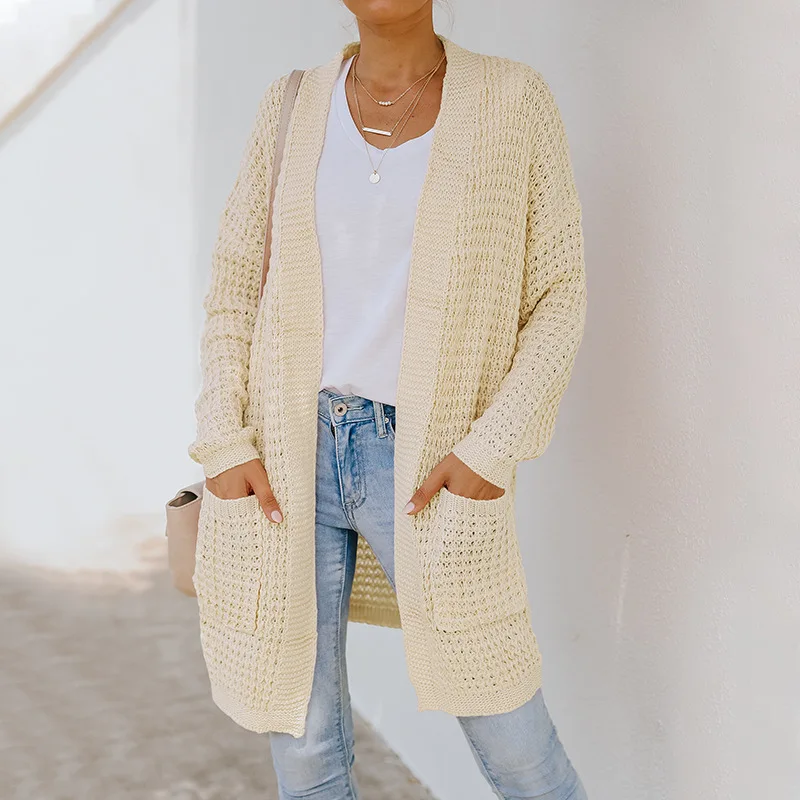 

European and American women 2021 autumn and winter new long sweater women's loose long-sleeved knitted jacket women sweatshirt