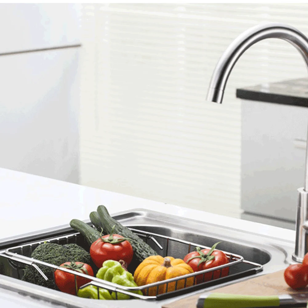 

Anti-rust Drain Rack Sink Organizer Retractable Arms Holder Vegetable Fruits Stainless Steel Dish Rack Kitchen Supplies