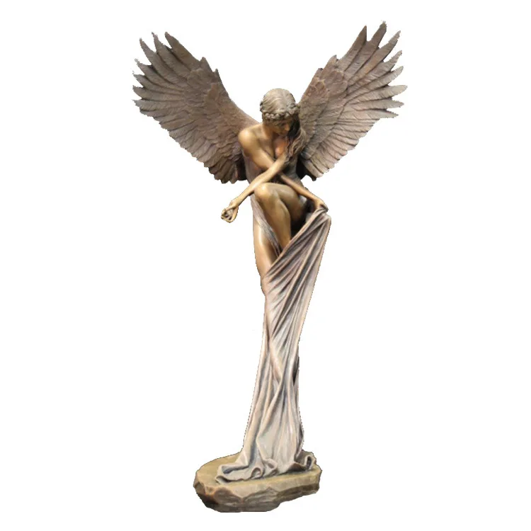 

Flying Flower Angel Resin Sculpture Decoration Angel Redemption Wings Goddess Greek Mythology Art Ornament Bronze