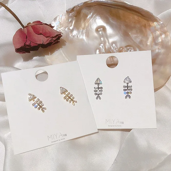 Новый фирменный дизайн циркониевые рыбные костяные серьги модные ювелирные