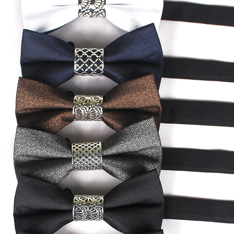 Роскошный бутик Модные металлические галстуки бабочки для мужчин свадебный