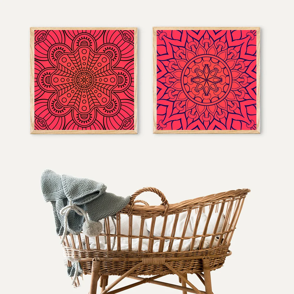 

The Beauty Of Fashion Red Pattern Pictures Living Room Square Sizes Wall Art Decor No Frame Poster Oil Painting Decoration