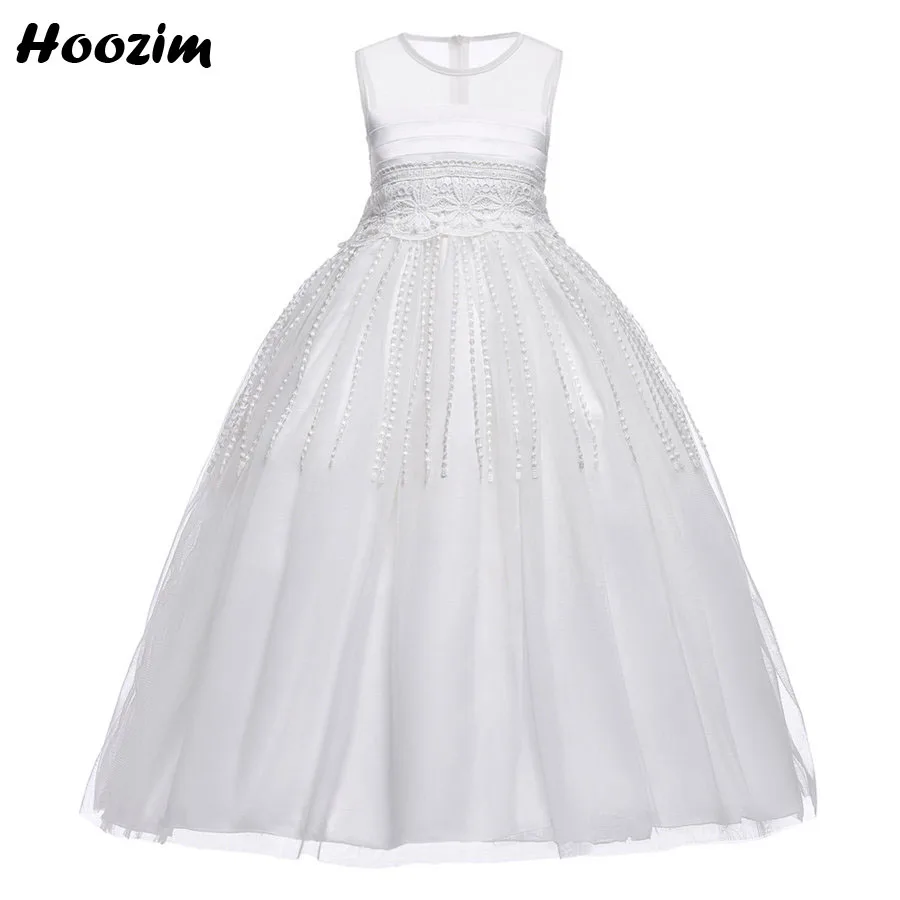 

Luxury Embroidery Tulle Elegant Prom And Evening Dress Girls 3 To 11 Years Formal White Birthday And Wedding Party Dresses Child
