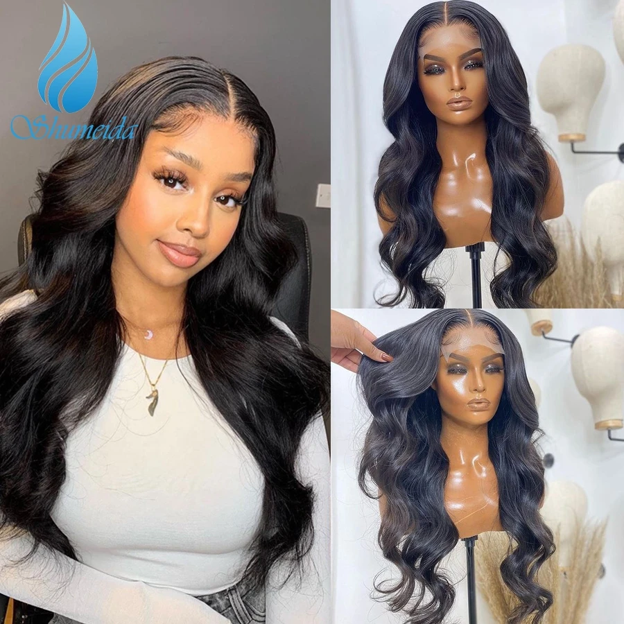 Передние парики SHD для чернокожих женщин натуральный черный цвет волнистые