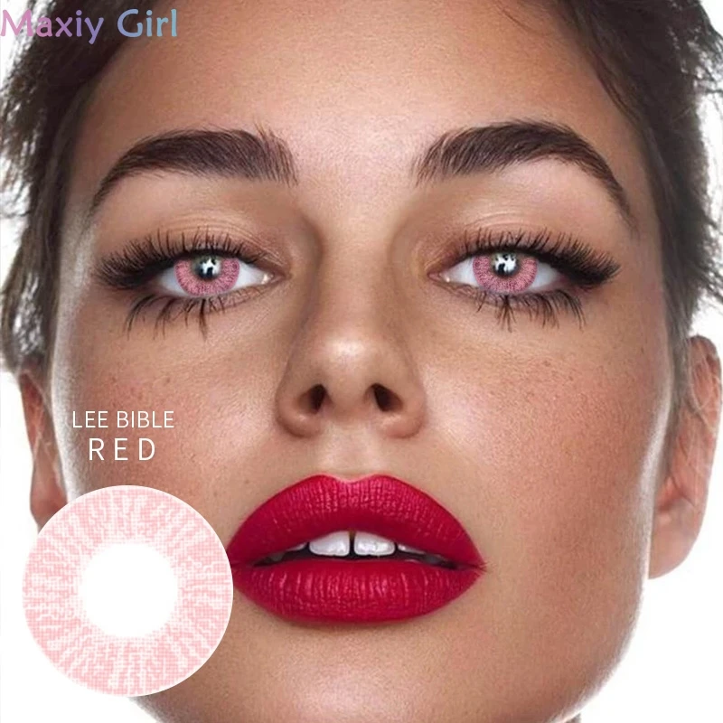 Розовые Контактные линзы светло-цветные для больших глаз красивые зрачки