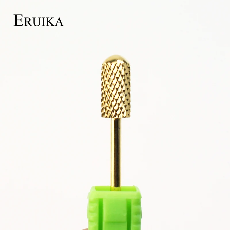 ERUIKA, 1 шт., круглые сверла из карбида для ногтей, Электрический Маникюрный сверлильный станок, фрезерный резак, вращающийся Золотой заусенец, аксессуары для дизайна ногтей